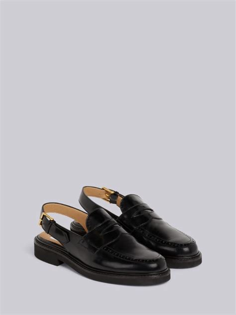 Black Leather Slingback Loafers 